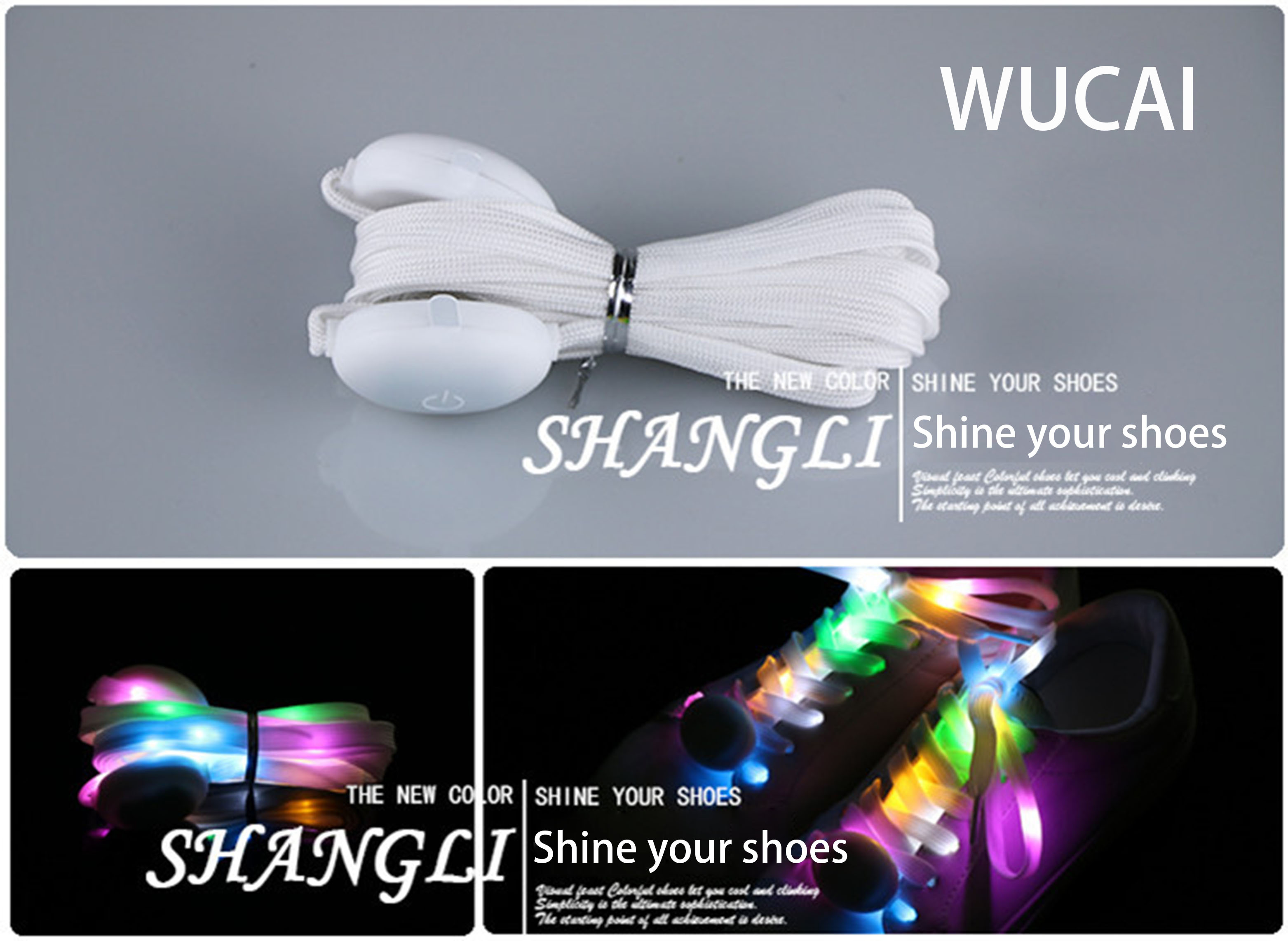 luminous led glowing shoelace Aglet Bags fashion shoelace Customized Logo Style Flat Color Design