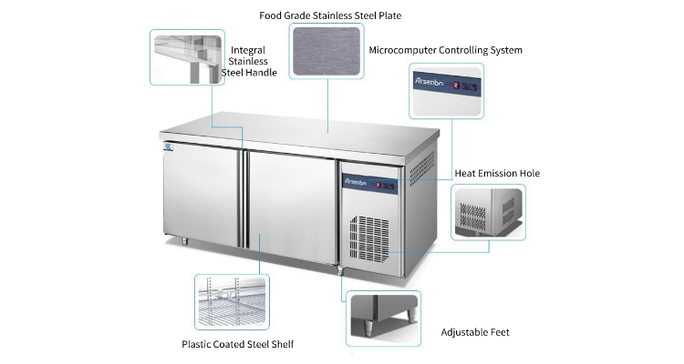 SS201/304 Under Counter Refrigerators Freezer 220V For Kitchen