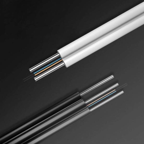 2 Cores FTTH fiber optic cable LSZH Outdoor with 3 Steel Wire FRP Strength
