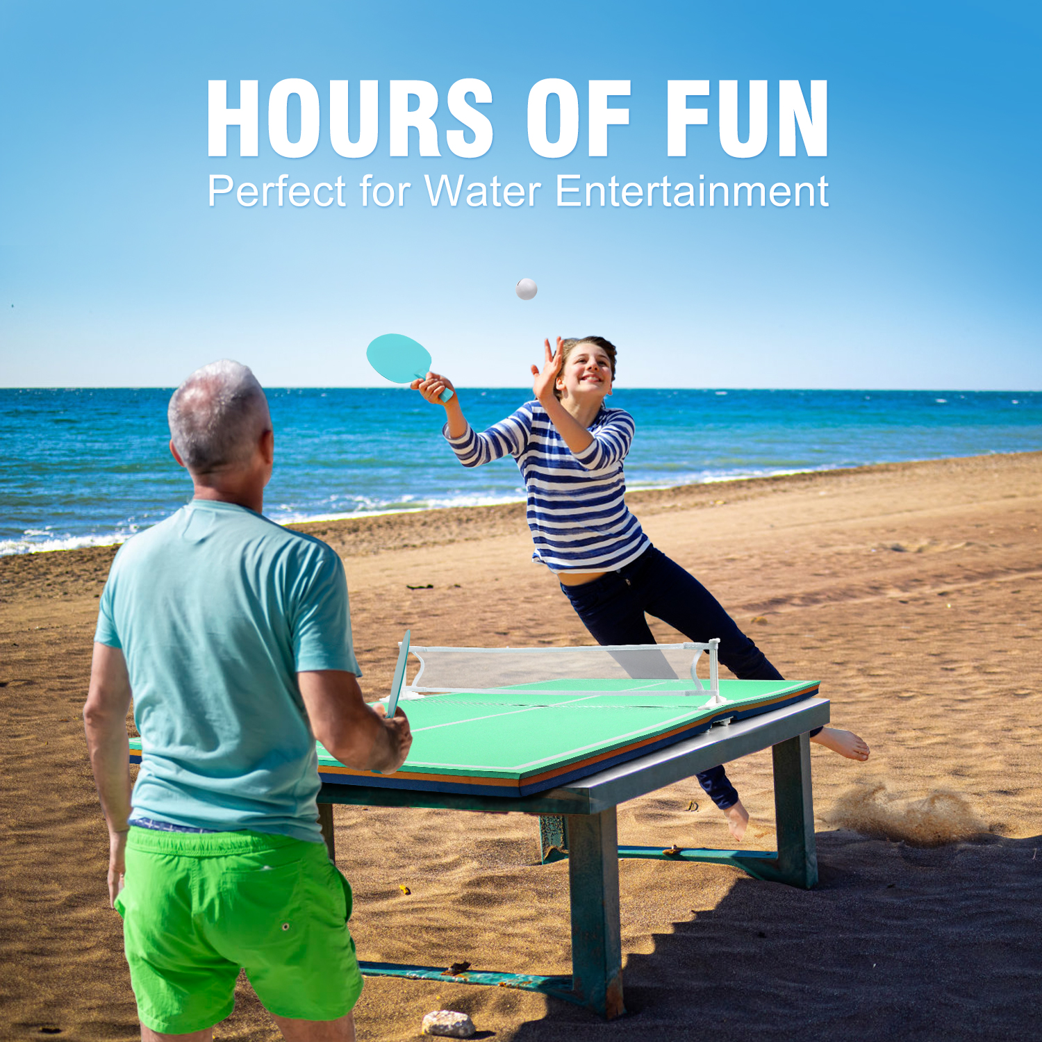 Bring the Fun to Your Backyard EVA Water Table Tennis Set with Paddles Balls and Net