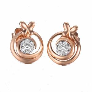 Quality Fashion 18K Rose Gold Daimonds Stud Earrings for Women Gift (GDE009) wholesale