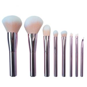 Quality 8Pcs High Gloss Oval Make Up Brush Set Pink Metal Handle Beauty Makeup Tools wholesale