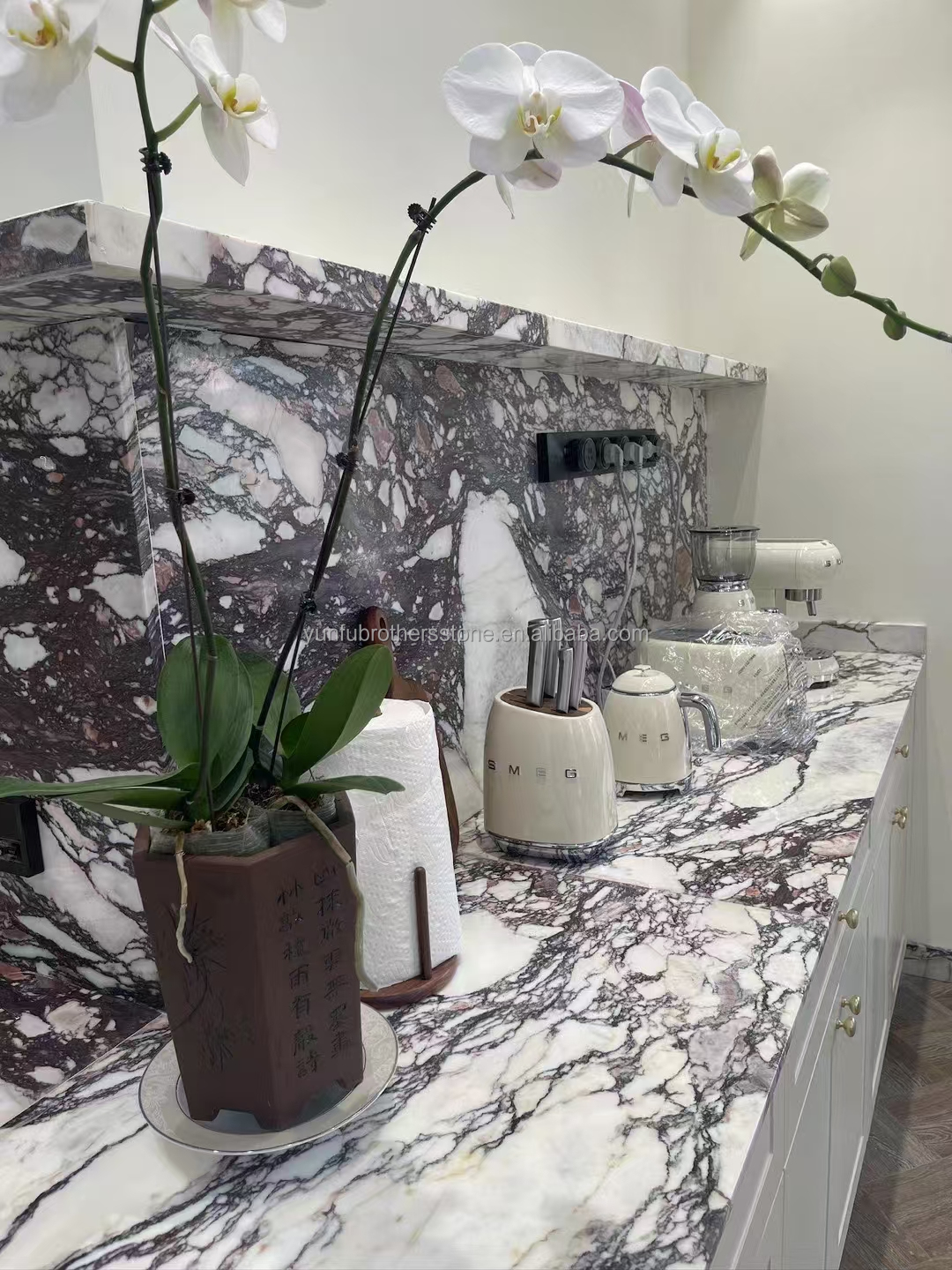 Modern Purple Calacatta Viola Marble Slabs for Villa Kitchen Countertops in Hotel