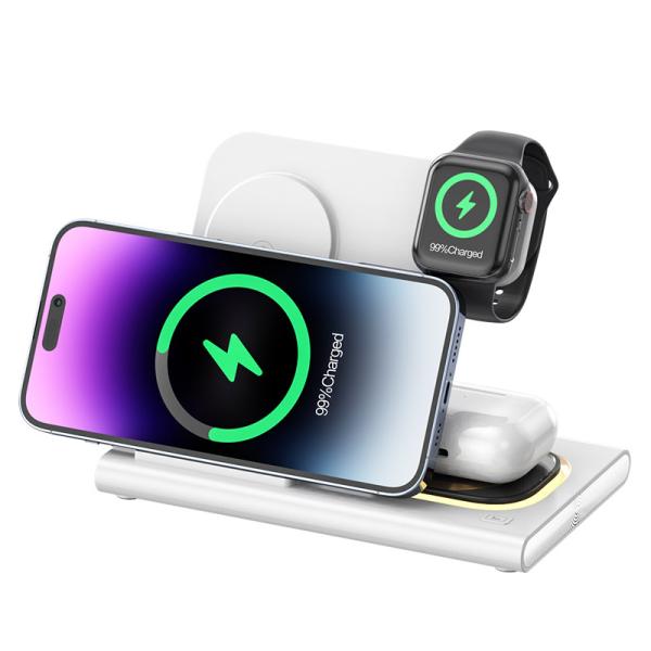 Cheap Fast Foldable 3 In 1 Wireless Charger 15W For Phone Watch Earphone for sale