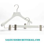 Betterall Good Quality Garment Usage White Flocked Silvery Paint Wooden Hangers