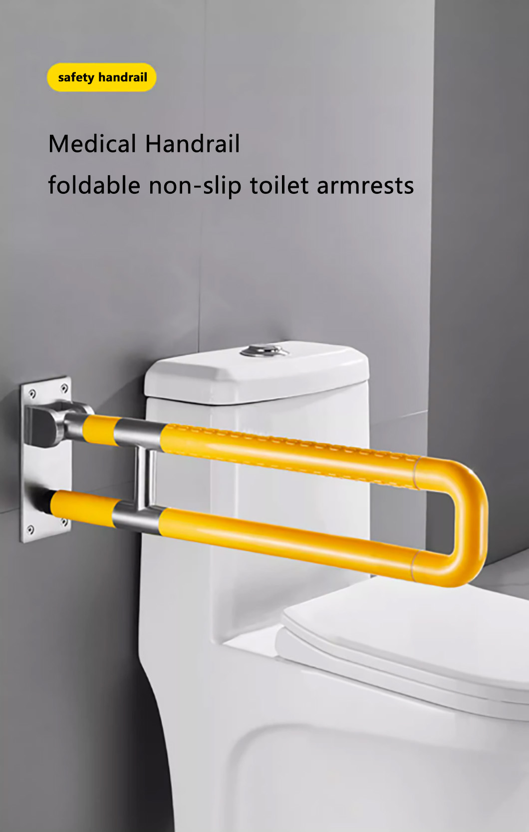 ABS Nylon Bathroom Hand Rails Safety Handicap Toilet Bars Easy Installation