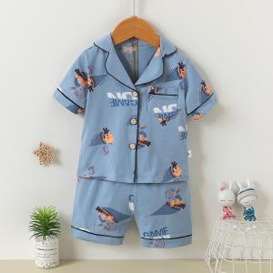 Quality Boys Cotton Summer Soft Button Up Pajamas For 80cm - 170cm Height wholesale