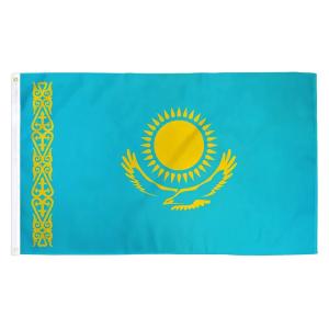 Quality 100% Polyester Kazakhstan Country Flag 3X5ft Custom Digital Printing / Screen Printing wholesale