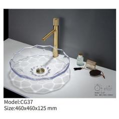 Quality Circular Bathroom Glass Sink Polished Above Counter Multi Layer Coating wholesale