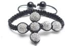 Shamballa Cross Bracelet, Clear Crystal Pave Alloy Beads