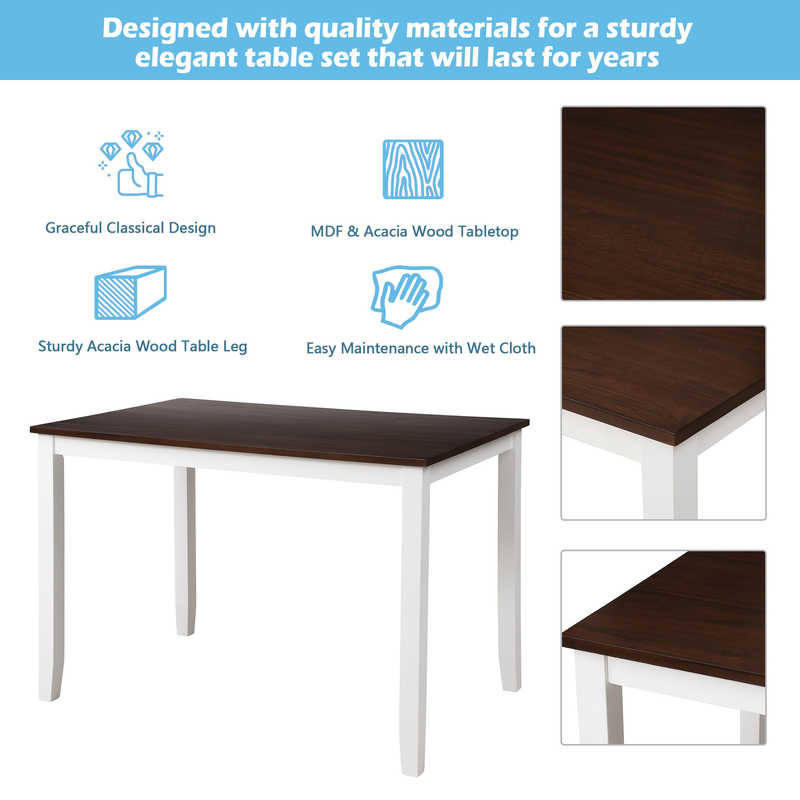White 5 Piece Kitchen Table And Chairs Set W29.52”Table
