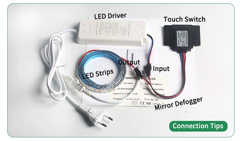 Single Color Touch Sensor Switch for DC12V 12W 24W 36W Bathroom Vanities Mirrors