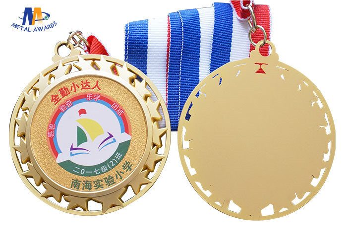 Round Color Painting Zinc Alloy Star Medal 76.2*3MM