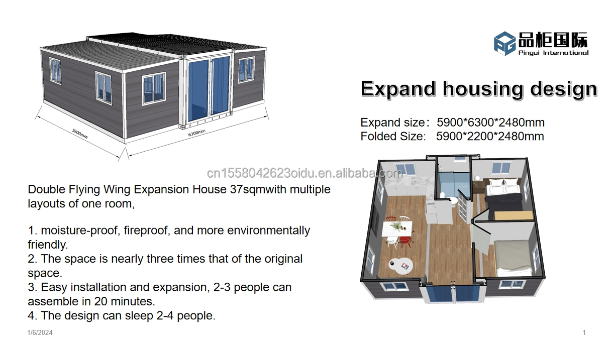 Modern 20ft Prefabricated Australia Foldable Mobile Homes Modular Extendable Container House with 3D Model/CAD Drawings