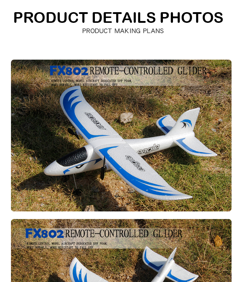 Fx802 2.4g 2ch Epp Foam Eagle Rc Airplane Rtf Fixed Wing Electric Outdoor Remote Control Plane Aircraft Rc Glider Flying Toys