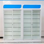 Aluminum Frame Glass Door Medicine Display Cabinet Rust Proof