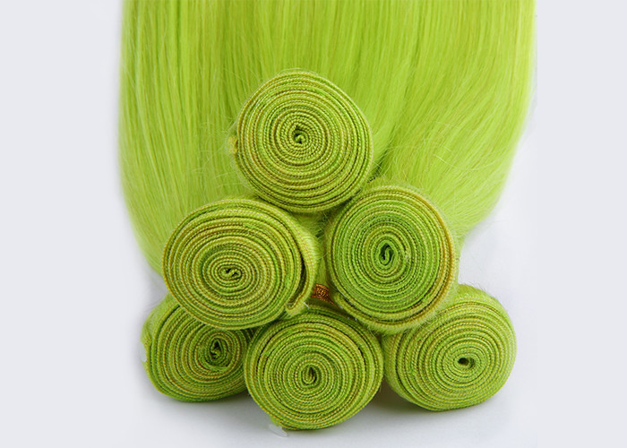 Fluorescent Green Virgin Human Hair Extensions Full Tightened NO Bad Smell