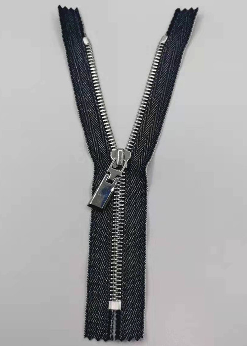 Durable Y Style Metal Teeth Zipper With Pure Cotton Cloth / Metal Zippers For Jeans