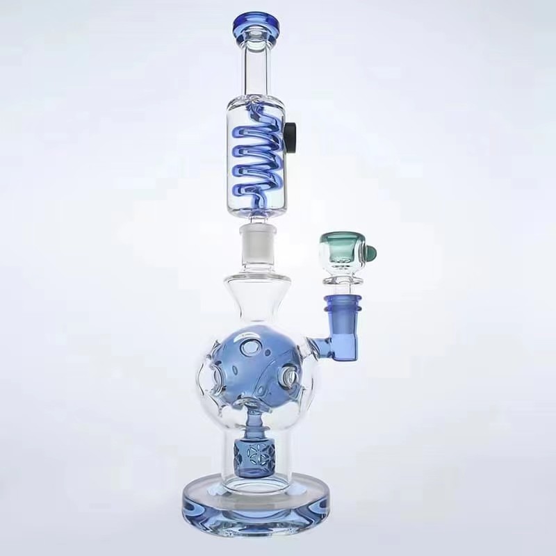 Glycerin Freezable Coil Straight Tube Glass Smoking Water Pipe 18 Inches