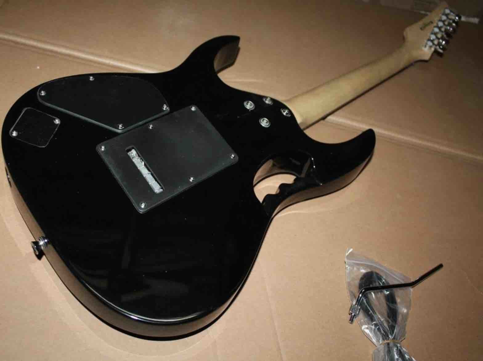 Custom Guitar Jemseries Model Electric Guitar With 3 Pickups Abalone Flower Inlay In Multicolor Black