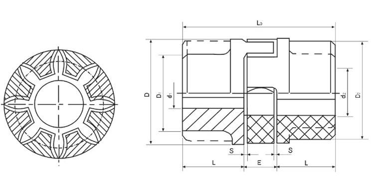 Transmission Steel Rotex 38 Star Rubber Coupling Standard Spider Jaw Locking