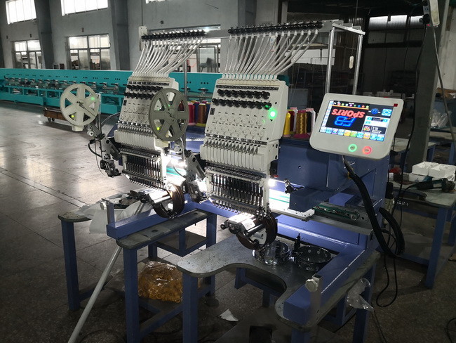 Compact Two Head Embroidery Machine For Socks Cutting System More Stable