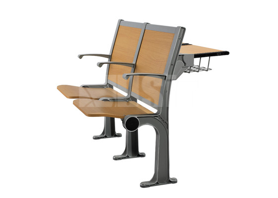 Aluminum / Plywood Structure Student Desk And Chair With Reading Pad For Lecture Room
