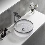 Gradient Black Glass Wash Basin Diecasting Crystal Bathroom Vanity Sink