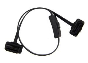 Quality OBD2 OBDII J1962 Right Angle Male to Female Extension Flat Cable with Switch wholesale