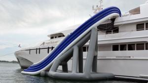 Quality PVC floating Inflatable Water Sports , Curved Yacht Slide Waterproof wholesale