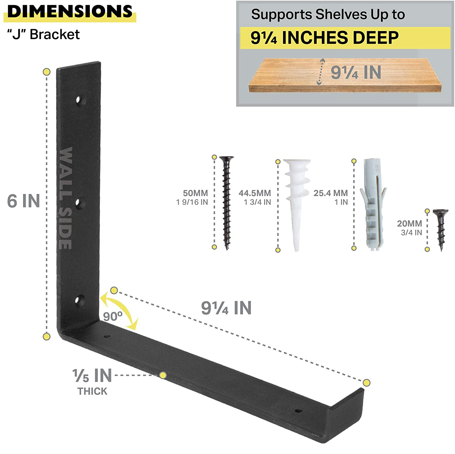 DIY Floating Shelf Stainless Steel J Brackets with Lip Wall Mounting Metal Shelf Supports