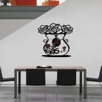 Eco-friendly Diamond Rose Vase Designer Wall Sticker Clocks 10D030