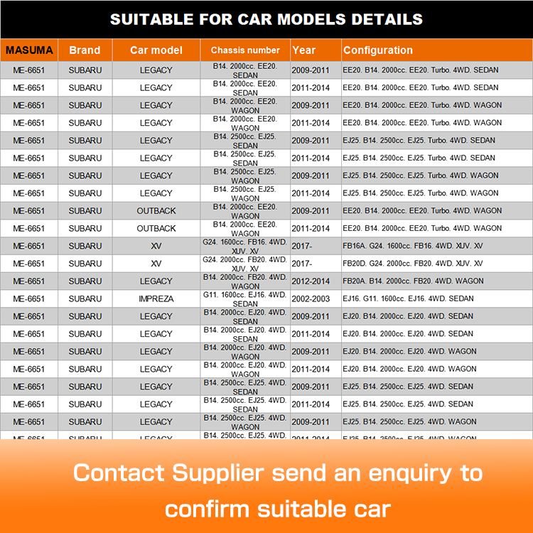 Subaru LEGACY ME-6651 MASUMA Tie Rod End 34141AA041 34161SA000 for Stable Performance
