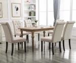 Noble Elegant Leather Industrial Dining Chairs Solid Wood Tufted Simplicity