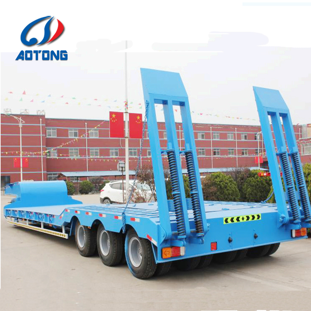 Heavy Load Gooseneck Lowboy Semi Trailer for Excavator Transport 3 Axles 4 Axles 12m 15m