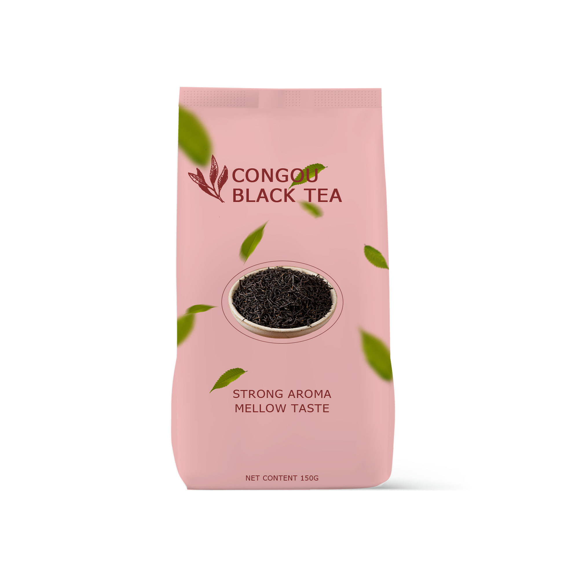 Printed Aluminum Foil Gusseted Polypropylene Bags Green Tea Packing 50g 100g 150g