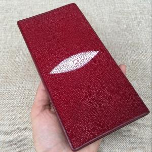 Quality Unisex Style Authentic Stingray Skin Women Men Slim Bifold Wallet Card Bag Genuine Leather Female Male Thin Clutch Purse wholesale