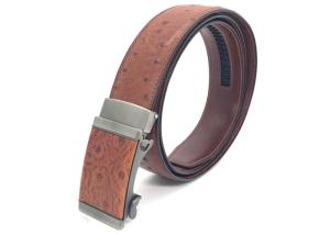 Quality Men 's Ostrich Pattern Genuine Leather Ratchet Dress Belt Invisible Tail Design wholesale