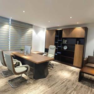 Quality Luxury Executive Office Table L-Shaped Boss Furniture With Wooden Panel wholesale