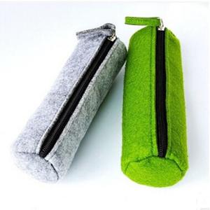 Quality Cylindric Felt Zipper Soft Pencil Pouch Eco-Friendly Waterproof Single Layer wholesale