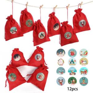 Quality Christmas Burlap Jute Drawstring Bag Backpack Candy Pouch Bags OEM wholesale