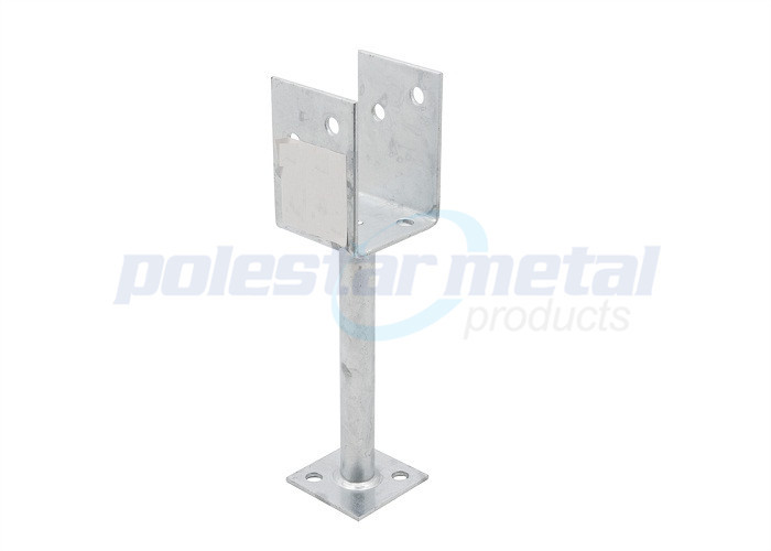 Galvanised Construction Hardware , Center Pin Stirrup Post Anchor 200mm Height
