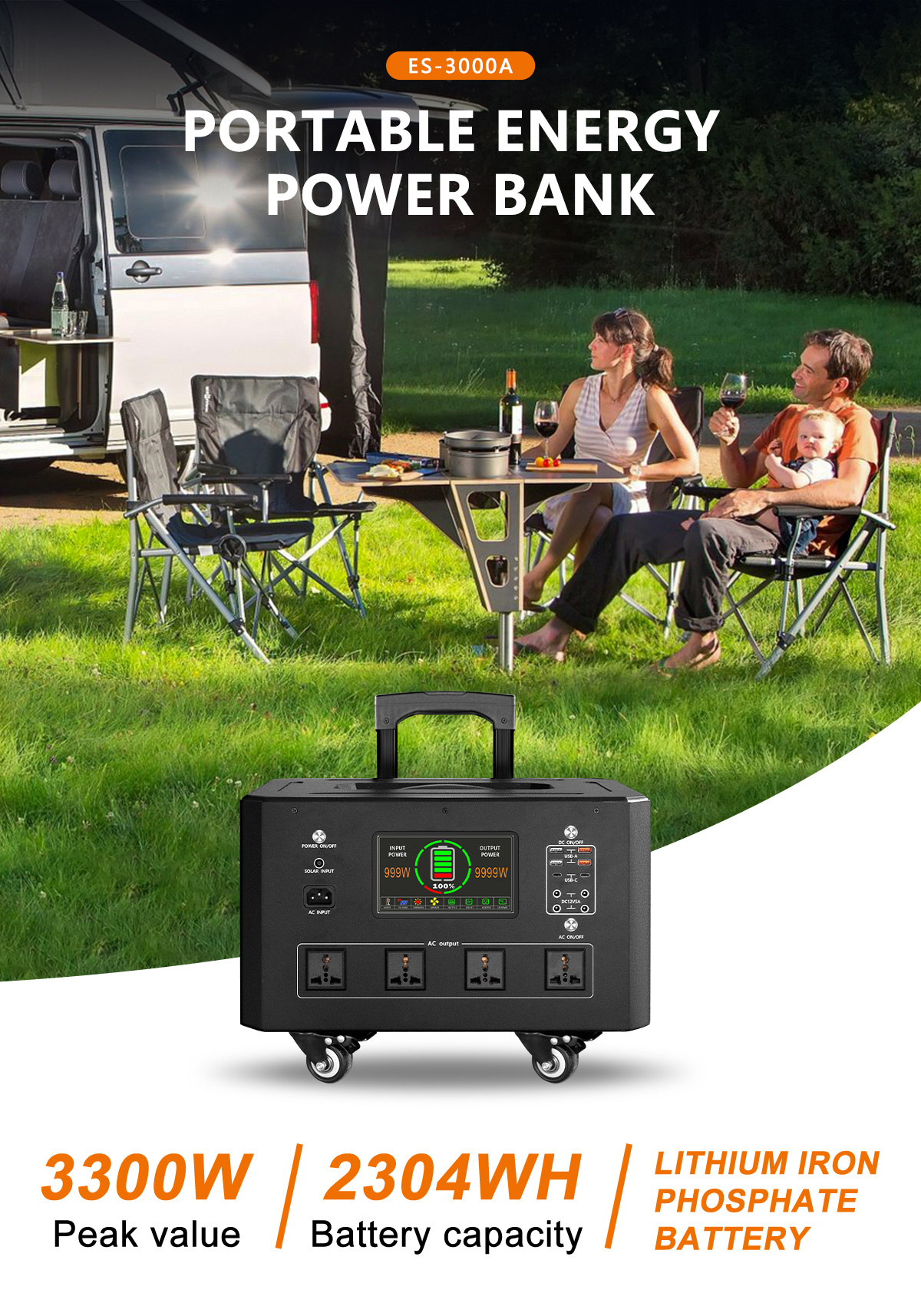2304WH Portable Emergency Rescue Battery Mobile Power Bank Overvoltage Protection