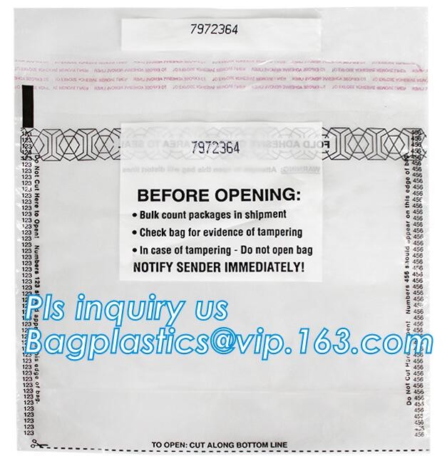 Opaque Tamper Evident Sealing Plastic Bank Money Steb Security Bag / Custom Self Adhesive Plastic Courier Bag, bagease