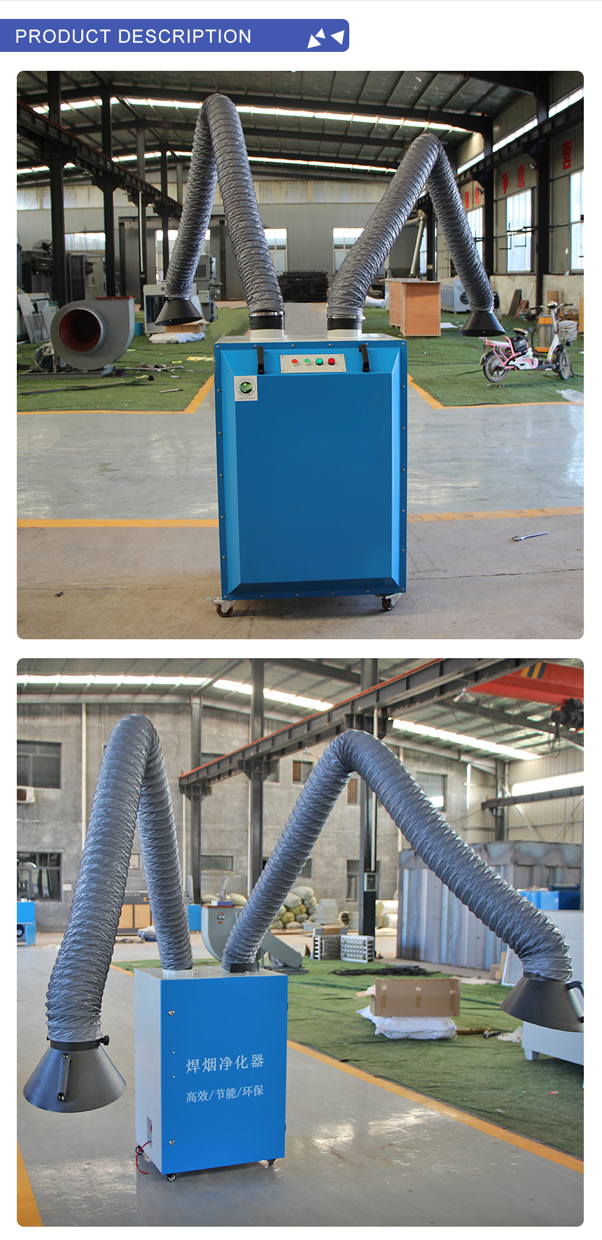 Compact 75kg Portable Laser Cutting Welding Smoke Extractor with 2 Filter Cartridges