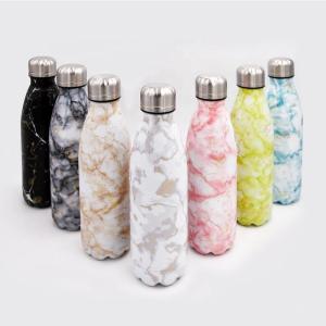 Quality Gym Double Walled Stainless Steel Marble Water Bottles 350ml 500ml 750ml 1000ml wholesale
