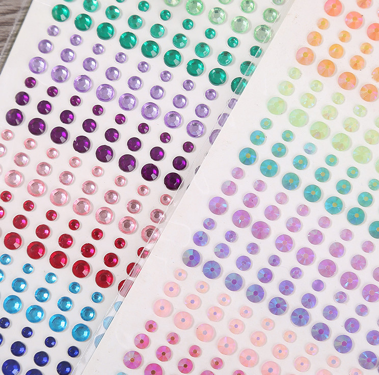 3D Acrylic Self Adhesive Diamond gem drill stickers Rhinestone Sheet for kids diy and Decal Mobile Scrapbooking OEM