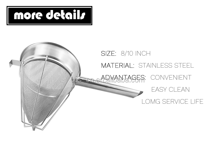 10 inch stainless steel commercial large food colander china cup chinois mesh strainer reinforced bouillon strainer