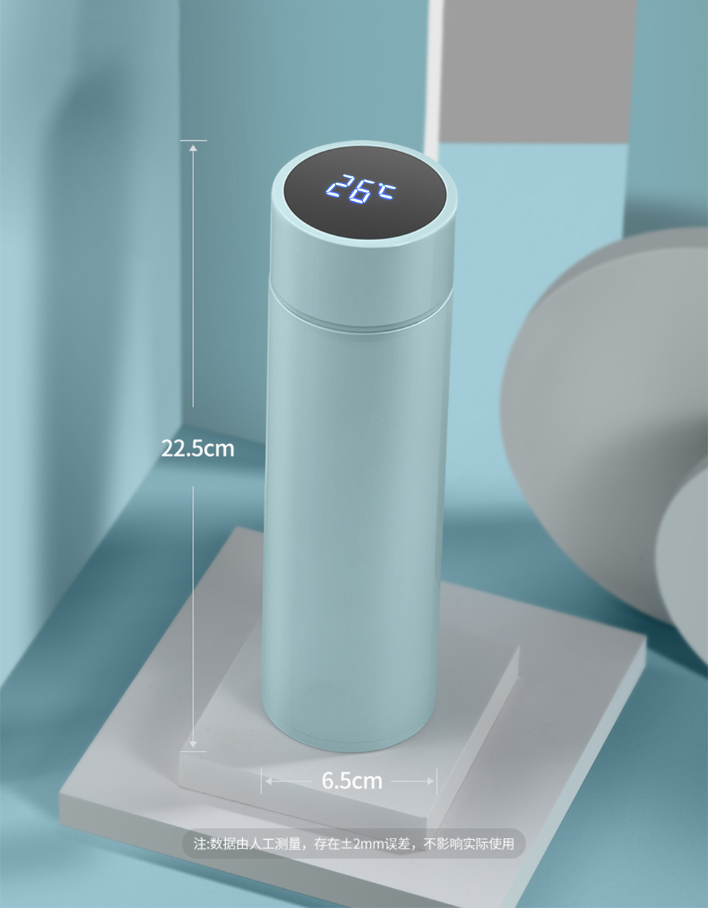 500ML Custom Smart SS304 Stainless Steel double insulated Vacuum thermo Water Bottle With LED Temperature Display
