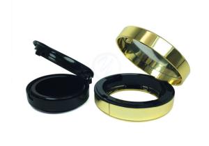Quality Black Round Empty Cosmetic Compact Containers Powder Case Packaging wholesale
